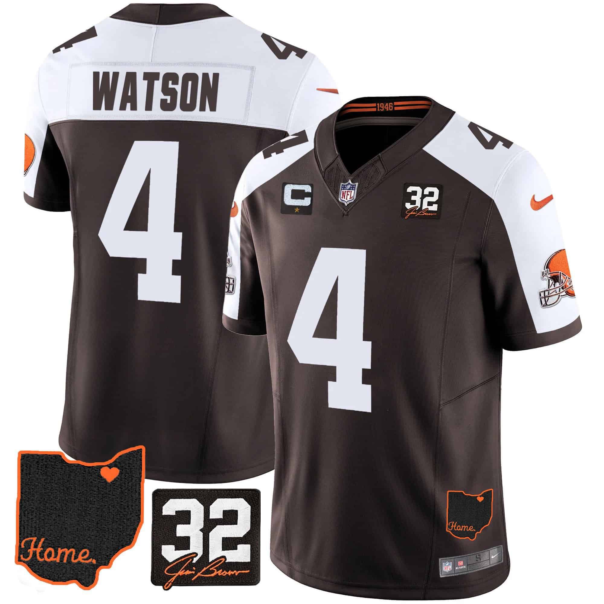 Men Cleveland Browns #4 Watson Brown Memorial Home Patch 2024 Nike NFL Jersey->indianapolis colts->NFL Jersey